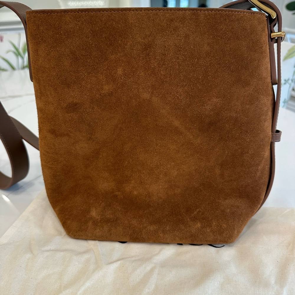 Quince Tan Suede Crossbody Bucket Bag - Picture 4 of 6